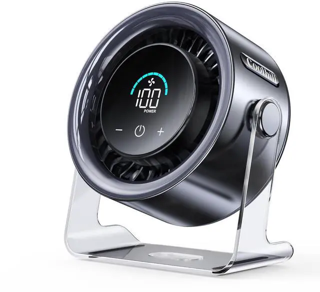 Main image of USB Desk Fan for Bedroom: 100 Speeds Digital Display Quiet Portable Fan with Turbo Airflow, 120° Rotating Small Rechargeable Battery Desktop & Wall-Mounted Fans for Bedroom Home Office (Black)