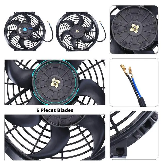 Alt view image 5 of 7 - 10'' Inch Slim Fan Push Pull Electric Radiator Cooling Fan Black
