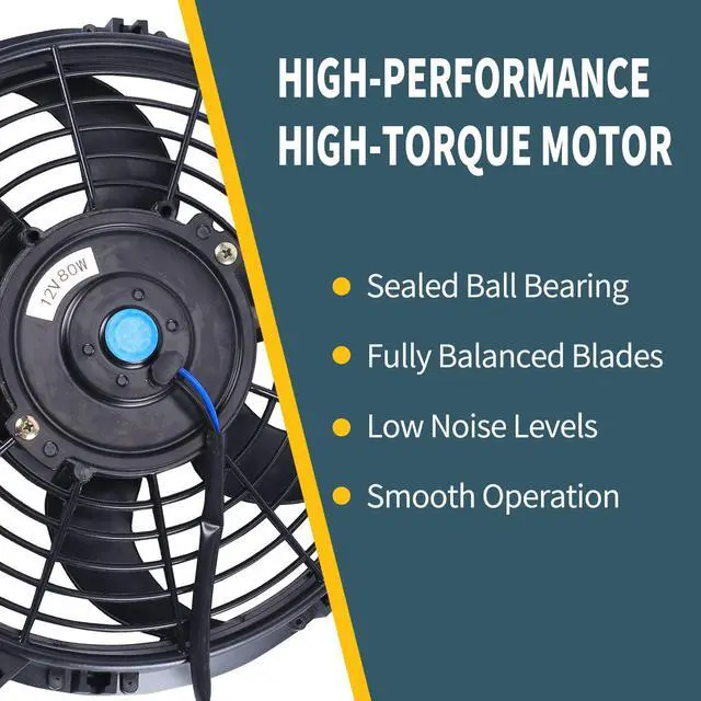Alt view image 6 of 7 - 10'' Inch Slim Fan Push Pull Electric Radiator Cooling Fan Black