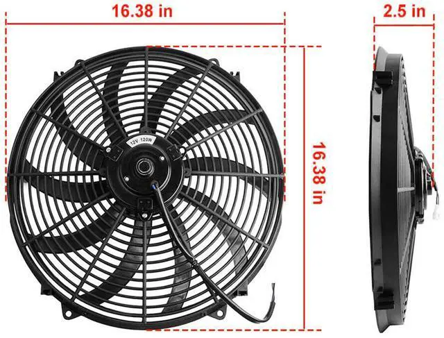 Alt view image 7 of 7 - 16" Electric Radiator Fan HIGH 3000+CFM Thermostat Wiring Switch Relay KIT Black