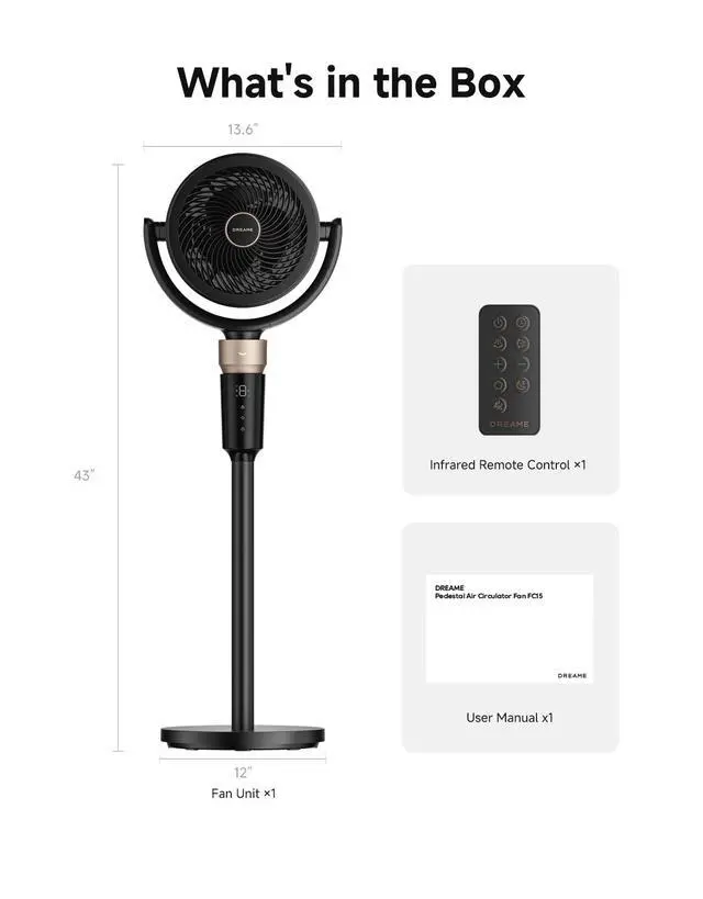 Alt view image 7 of 7 - Pedestal Air Circulator Fan FC15 for Bedroom, Black
