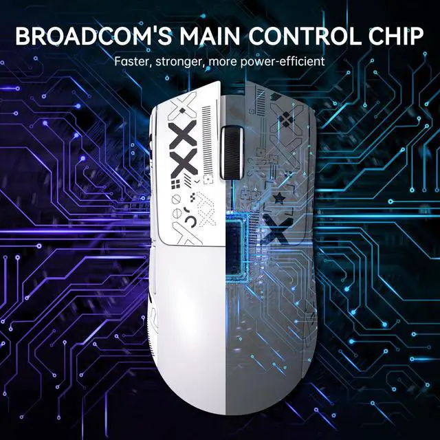 Alt view image 7 of 7 - X11 Wireless Gaming Mouse, PAW3311 Sensor, Lightweight, RGB Charging Dock, 22,000 DPI, Tri-Mode Connectivity, 5 Programmable Buttons, Grip Tape Included - White