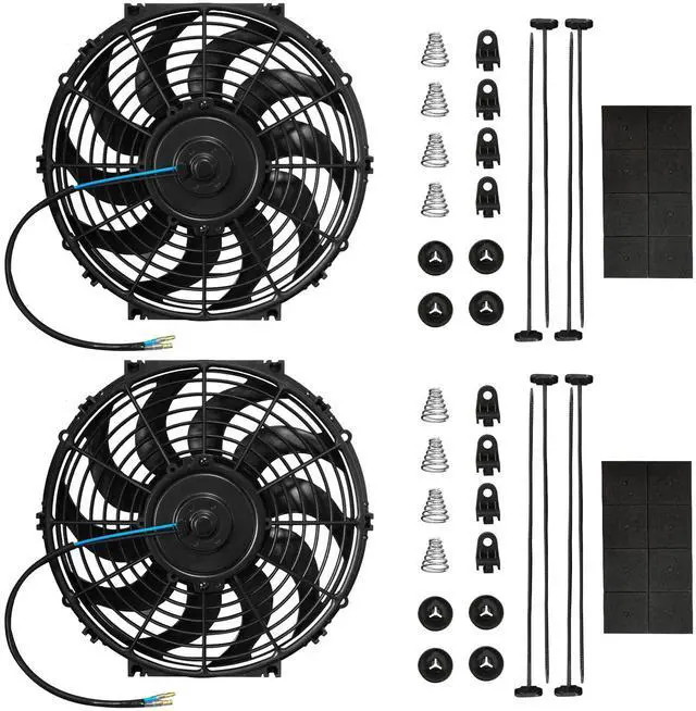 Main image of 12 Inch Curved Electric Cooling Fan Push/Pull w/Mount Kit 2Pcs