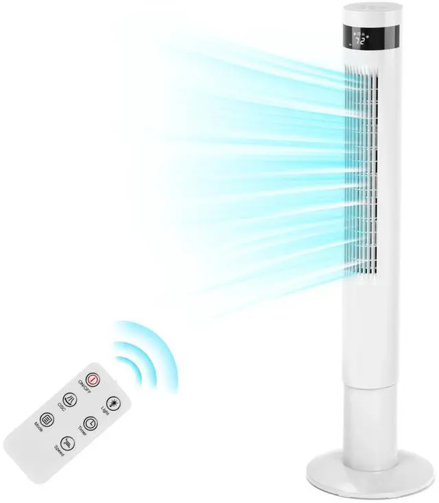 Main image of Tower Fan Portable Electric Oscillating Fan Quiet Cooling Remote Control Standing Bladeless Floor Fans 3 Speeds Wind Modes Timer Bedroom Office (43 inch, White)