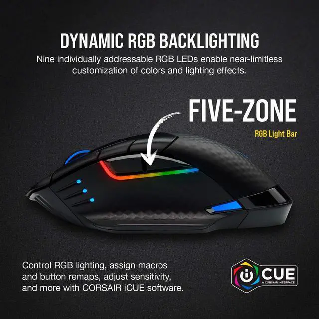 Alt view image 7 of 7 - Dark CORE RGB PRO Wireless/Wired FPS MOBA Gaming Mouse 18,000 DPI, Fast Response Time, 8 Programmable Side Buttons, Dynamic Multi-Color Backlighting Black