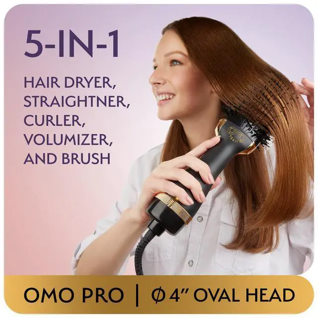 Alt view image 2 of 7 - Professional Blowout Hair Dryer Brush, Black Gold Dryer and Volumizer, Hot Air Brush for Women, 75MM Oval Shape (Black Gold)