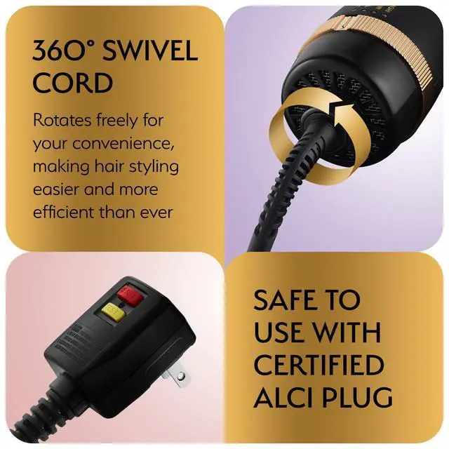 Alt view image 4 of 7 - Professional Blowout Hair Dryer Brush, Black Gold Dryer and Volumizer, Hot Air Brush for Women, 75MM Oval Shape (Black Gold)