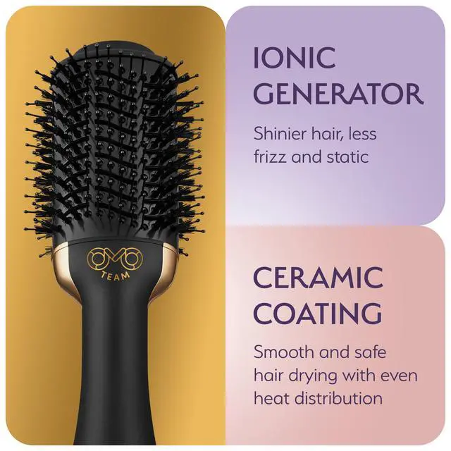 Alt view image 7 of 7 - Professional Blowout Hair Dryer Brush, Black Gold Dryer and Volumizer, Hot Air Brush for Women, 75MM Oval Shape (Black Gold)