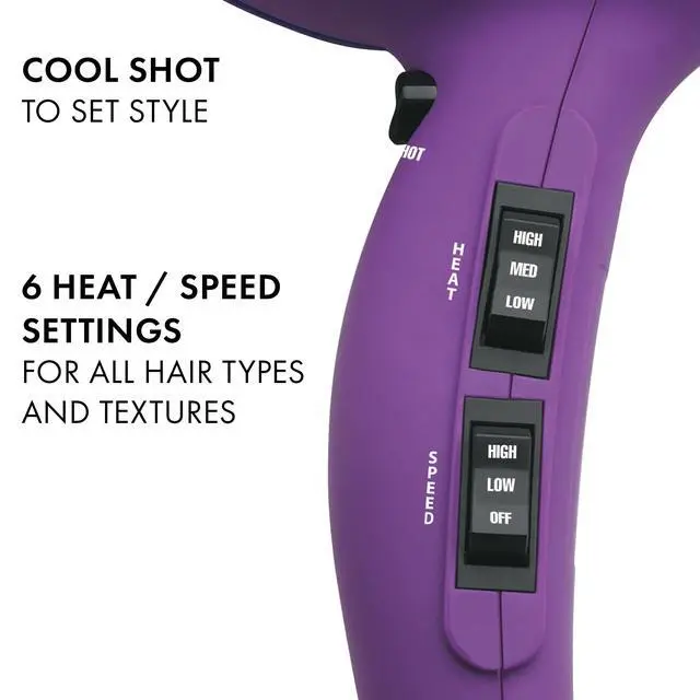 Alt view image 3 of 5 - Pro Artist 1875 Watt Turbo Ionic Hair Dryer, Purple