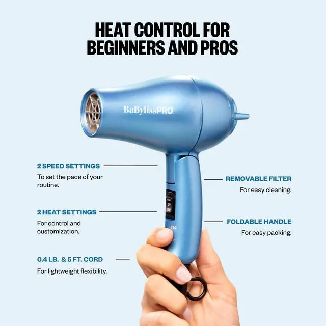 Alt view image 5 of 7 - The Traveler Folding Hair Dryer with Concentrator, 1000w
