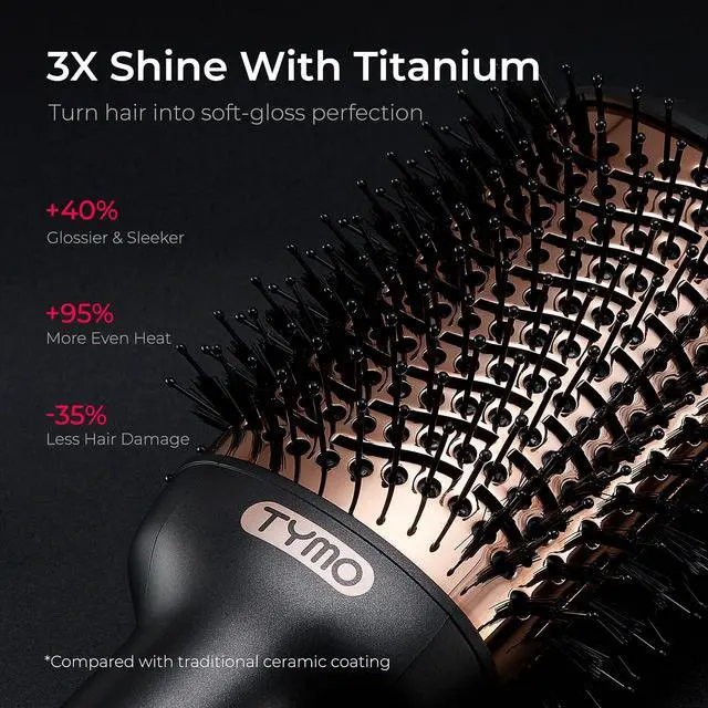 Alt view image 3 of 7 - Hair Dryer Brush Blow Dryer Brush in One, 4 in 1 Ionic Hairdryer and Styler Volumizer with Oval Titanium Barrel, Hot Air Straightener for Smooth Frizz-Free Blowout, Gold, 2.85 Inch