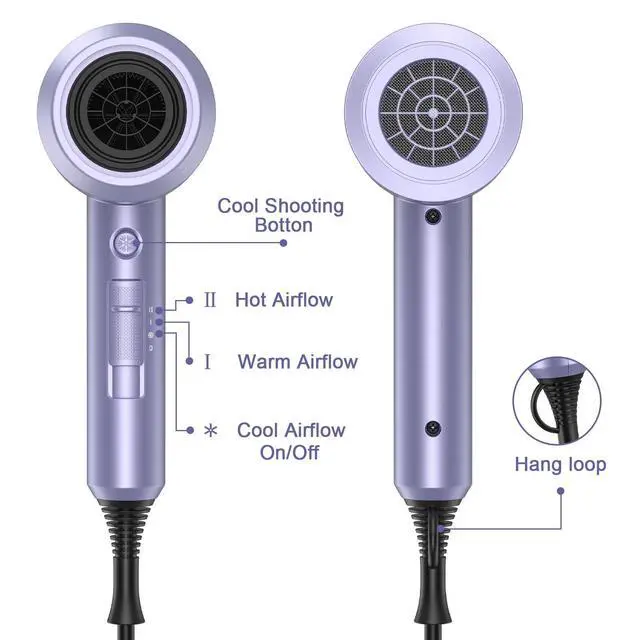 Alt view image 6 of 7 - Professional Ionic Hair Dryer, Lavender