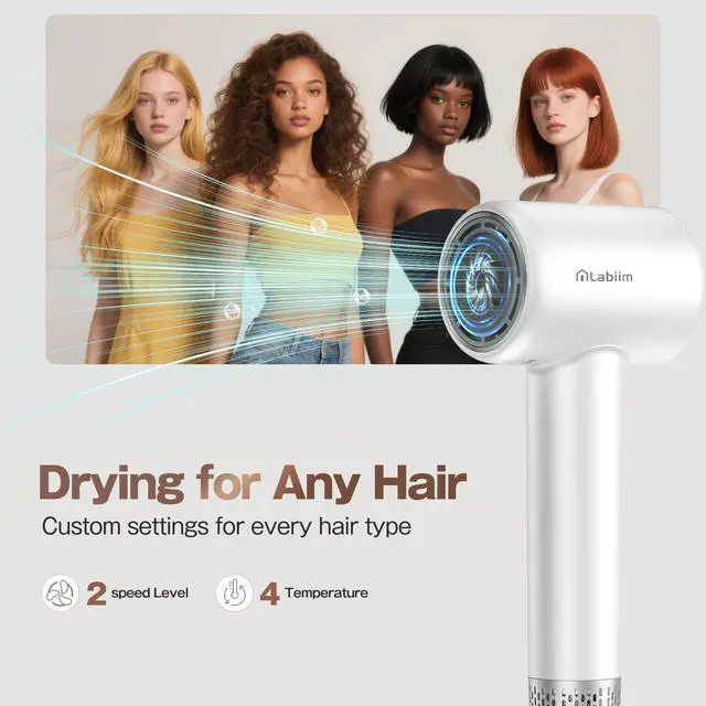 Alt view image 2 of 7 - Hair Dryer,High-Speed Ionic Blow Dryer 110,000 RPM Motor,Cyber White