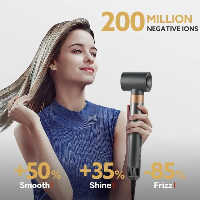 Alt view image 2 of 6 - Hair Dryer Hot Air Styler: High-Speed Blow Dryers with Negative Ionic for Fast Drying Frizz Control, Airflow Auto Wrap Curling Iron Curler Oval Volumizer Round Brush for Styling Smoothing Volumizing