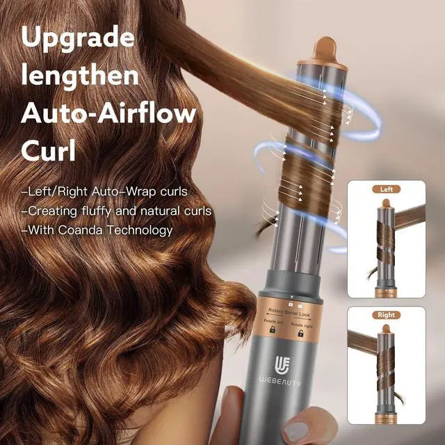 Alt view image 3 of 6 - Hair Dryer Hot Air Styler: High-Speed Blow Dryers with Negative Ionic for Fast Drying Frizz Control, Airflow Auto Wrap Curling Iron Curler Oval Volumizer Round Brush for Styling Smoothing Volumizing