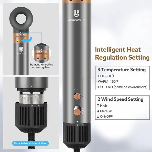 Alt view image 6 of 6 - Hair Dryer Hot Air Styler: High-Speed Blow Dryers with Negative Ionic for Fast Drying Frizz Control, Airflow Auto Wrap Curling Iron Curler Oval Volumizer Round Brush for Styling Smoothing Volumizing