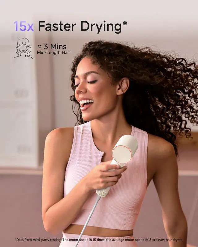 Alt view image 2 of 7 - Air Diffuser Hair Dryer, 15 × High-Speed Ionic Hairdryer, Milktea