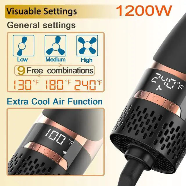 Alt view image 4 of 7 - Hair Dryer Brush with Display Screen, Anti-Frizz Styler Volumizer