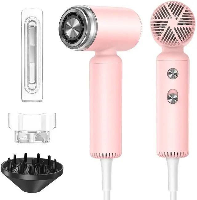 Main image of Hair Dryer, Travel Mini High-Speed Blow Dryer with Diffuser, Professional Ionic Hairdryer 200 Million Negative Ions, 110,000RPM Brushless Motor for Fast Drying, Compact Lightweight for Women