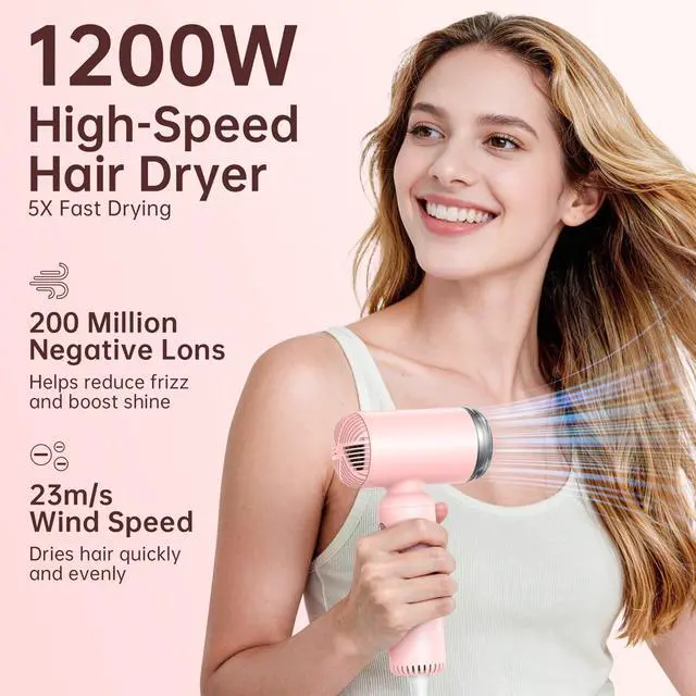 Alt view image 4 of 7 - Hair Dryer, Travel Mini High-Speed Blow Dryer with Diffuser, Professional Ionic Hairdryer 200 Million Negative Ions, 110,000RPM Brushless Motor for Fast Drying, Compact Lightweight for Women