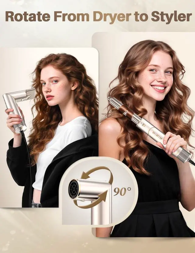 Alt view image 2 of 7 - 7-in-1 High Speed Hair Dryer & Blow Dryer Brush, Auto Wrap Curls (L/R), Fast Drying, Thermal Round Brush for Smooth Blowouts & Frizz-Free Volume, No Heat Damage