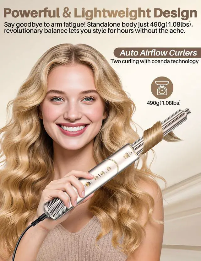 Alt view image 7 of 7 - 7-in-1 High Speed Hair Dryer & Blow Dryer Brush, Auto Wrap Curls (L/R), Fast Drying, Thermal Round Brush for Smooth Blowouts & Frizz-Free Volume, No Heat Damage