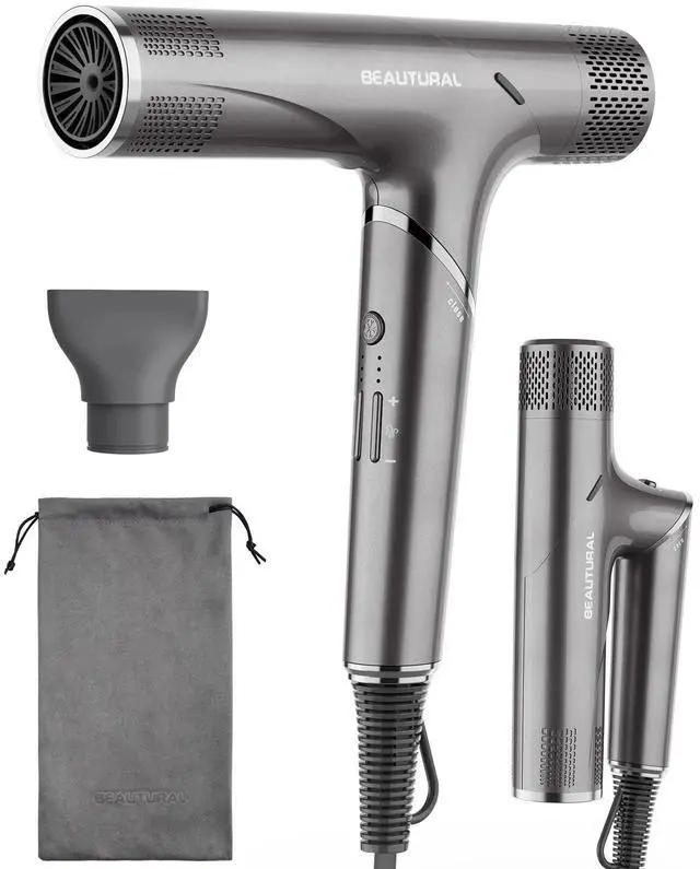 Main image of 1600W High-Speed Foldable Dual Voltage Travel Hair Dryer, Gray