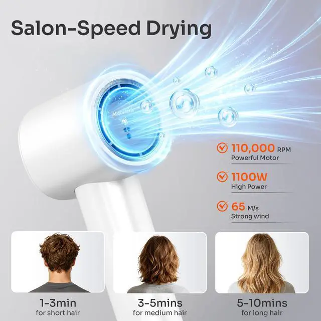 Alt view image 4 of 7 - Smart Hair Dryer with Ionic Technology,Intelligent Heat Control
