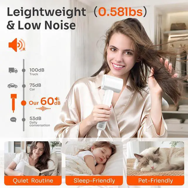 Alt view image 7 of 7 - Smart Hair Dryer with Ionic Technology,Intelligent Heat Control