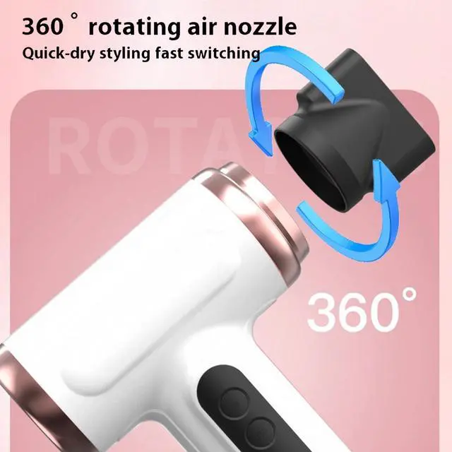 Alt view image 7 of 7 - Cordless Hair Dryer, 15000mAh Rechargeable Blow Dryer 200W Battery Operated Hairdryer with 3 Adjustable Wind Modes and Display Screen, for Travel Camping