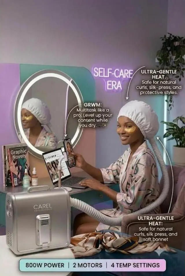 Alt view image 3 of 7 - Soft Bonnet Hair Dryer Portable Hair Dryer with Hood and Adjustable Cap for Curly Hair, Quiet Deep Conditioning Hooded Dryer System