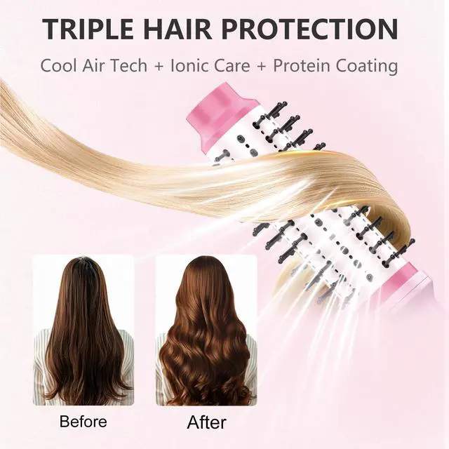 Alt view image 2 of 7 - Thermal Brush Blowout, 1 1/2 inch Ceramic Heated Round Brush with Cool Airflow Styler, Hair Straightener Brush for Bouncy Hair, Straightening, Curling & Volume, 1.2 Billion Ionic, Dual Voltage
