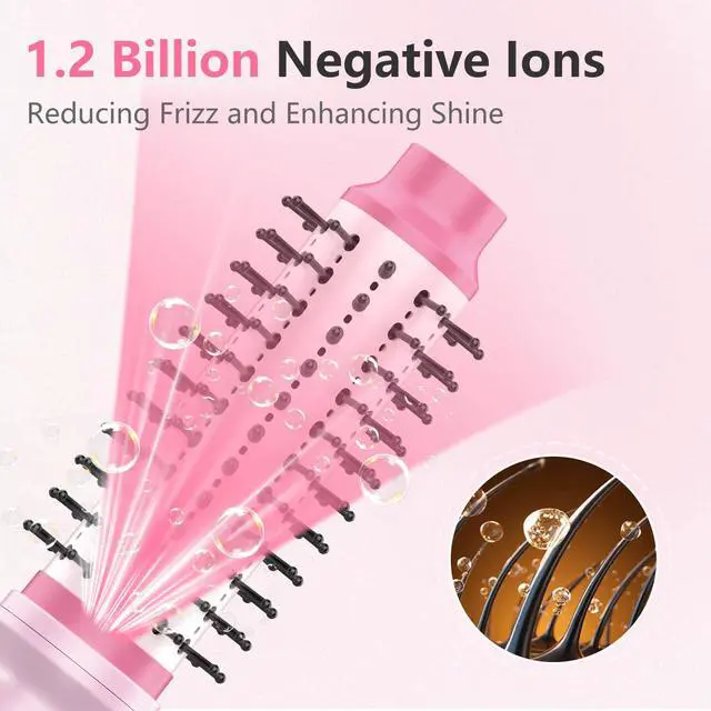 Alt view image 3 of 7 - Thermal Brush Blowout, 1 1/2 inch Ceramic Heated Round Brush with Cool Airflow Styler, Hair Straightener Brush for Bouncy Hair, Straightening, Curling & Volume, 1.2 Billion Ionic, Dual Voltage
