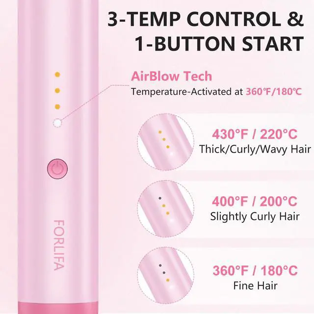 Alt view image 6 of 7 - Thermal Brush Blowout, 1 1/2 inch Ceramic Heated Round Brush with Cool Airflow Styler, Hair Straightener Brush for Bouncy Hair, Straightening, Curling & Volume, 1.2 Billion Ionic, Dual Voltage