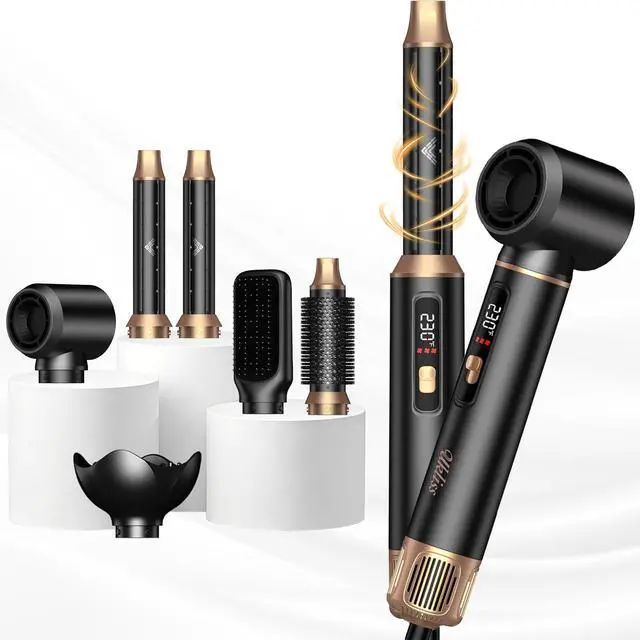 Main image of 6 in 1 Hair Dryer Brush & Air Styler, Professional Blowout Brush with LCD Screen, Multi-Styler for Volume & Shine, 122°F-230°F Precision Heat, ALCI Safety Plug