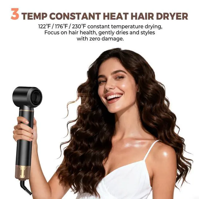 Alt view image 5 of 7 - 6 in 1 Hair Dryer Brush & Air Styler, Professional Blowout Brush with LCD Screen, Multi-Styler for Volume & Shine, 122°F-230°F Precision Heat, ALCI Safety Plug
