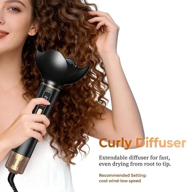 Alt view image 6 of 7 - 6 in 1 Hair Dryer Brush & Air Styler, Professional Blowout Brush with LCD Screen, Multi-Styler for Volume & Shine, 122°F-230°F Precision Heat, ALCI Safety Plug