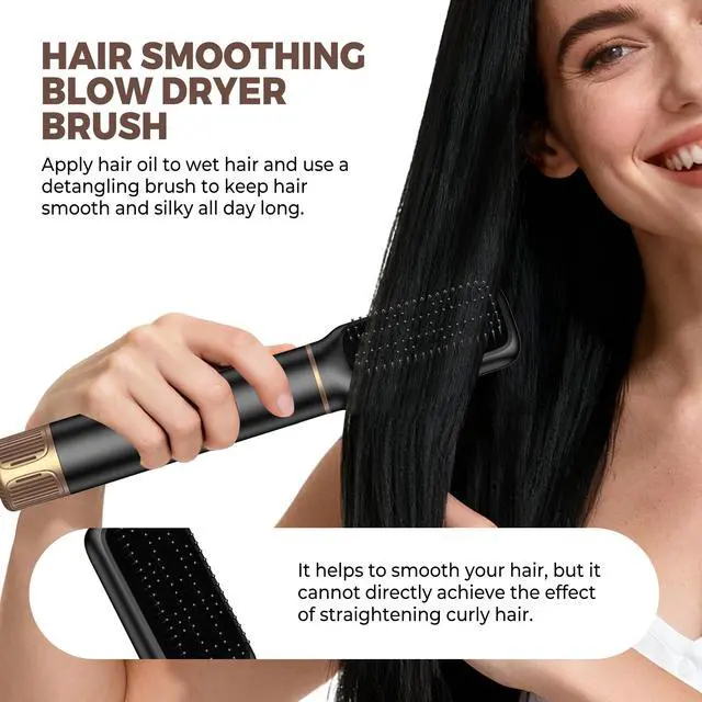 Alt view image 7 of 7 - 6 in 1 Hair Dryer Brush & Air Styler, Professional Blowout Brush with LCD Screen, Multi-Styler for Volume & Shine, 122°F-230°F Precision Heat, ALCI Safety Plug