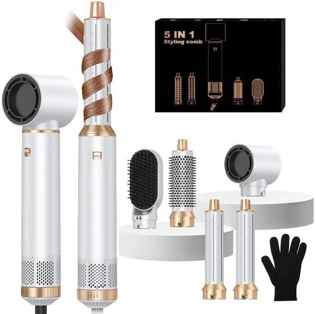 Main image of Hair Dryer Brush 5 in 1, Blow Dryer Brush Set with Air Curler Wrap Hair Styler, Negative Ionic Blow Dry Brush, Detachable Hair Tool for Curling, Volumizer,Straightener,Drying