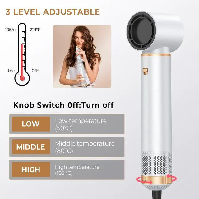 Alt view image 4 of 7 - Hair Dryer Brush 5 in 1, Blow Dryer Brush Set with Air Curler Wrap Hair Styler, Negative Ionic Blow Dry Brush, Detachable Hair Tool for Curling, Volumizer,Straightener,Drying