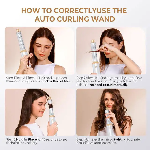 Alt view image 7 of 7 - Hair Dryer Brush 5 in 1, Blow Dryer Brush Set with Air Curler Wrap Hair Styler, Negative Ionic Blow Dry Brush, Detachable Hair Tool for Curling, Volumizer,Straightener,Drying