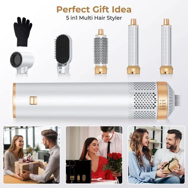 Alt view image 5 of 7 - Hair Dryer Brush 5 in 1, Blow Dryer Brush Set with Air Curler Wrap Hair Styler, Negative Ionic Blow Dry Brush, Detachable Hair Tool for Curling, Volumizer,Straightener,Drying