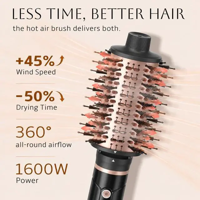 Alt view image 3 of 7 - Upgraded 2026 Hair Blow Dryer Brush, Ultra-Fast Drying All in One Ionic Oval Hot Air Brush Adds Shine, Volume, Fullness & Smooth for Long Hair, Frizz-Free Shiny Hair, 8 Mode 60 &75mm Brush