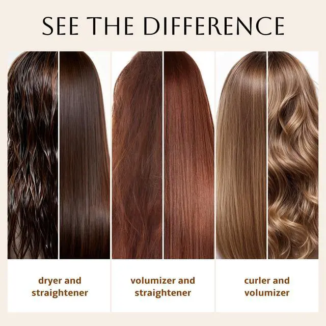 Alt view image 5 of 7 - Upgraded 2026 Hair Blow Dryer Brush, Ultra-Fast Drying All in One Ionic Oval Hot Air Brush Adds Shine, Volume, Fullness & Smooth for Long Hair, Frizz-Free Shiny Hair, 8 Mode 60 &75mm Brush