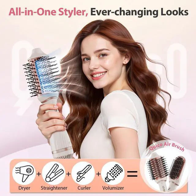 Alt view image 2 of 7 - Hair Dryer Brush, 4-in-1 One-Step Ionic Oval&Flat Brush Hot Air Brush