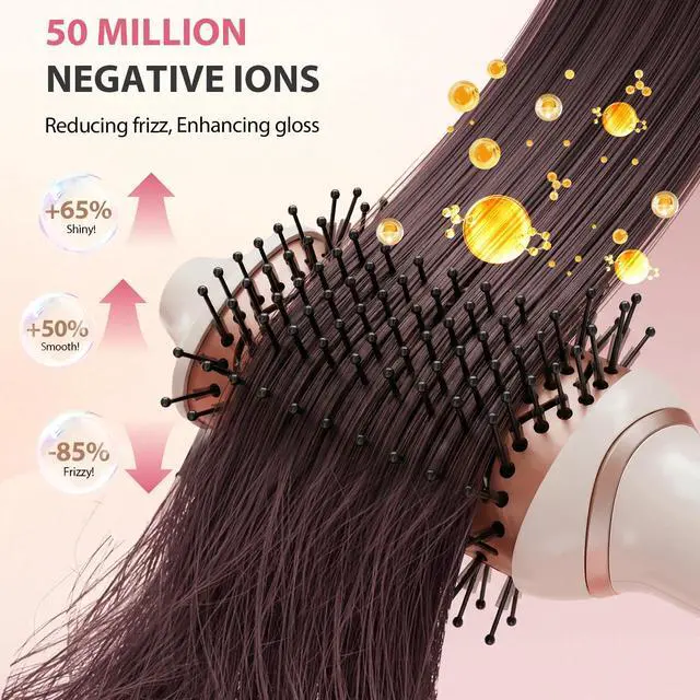 Alt view image 4 of 7 - Hair Dryer Brush, 4-in-1 One-Step Ionic Oval&Flat Brush Hot Air Brush