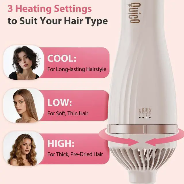 Alt view image 5 of 7 - Hair Dryer Brush, 4-in-1 One-Step Ionic Oval&Flat Brush Hot Air Brush