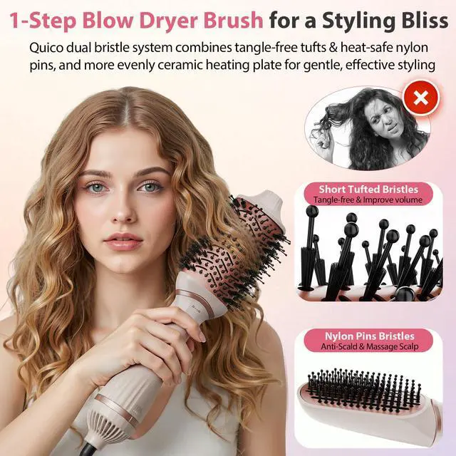 Alt view image 6 of 7 - Hair Dryer Brush, 4-in-1 One-Step Ionic Oval&Flat Brush Hot Air Brush