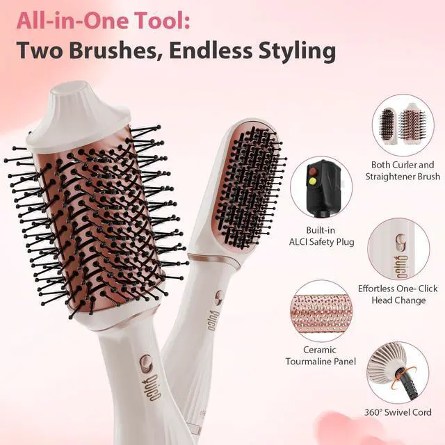 Alt view image 7 of 7 - Hair Dryer Brush, 4-in-1 One-Step Ionic Oval&Flat Brush Hot Air Brush