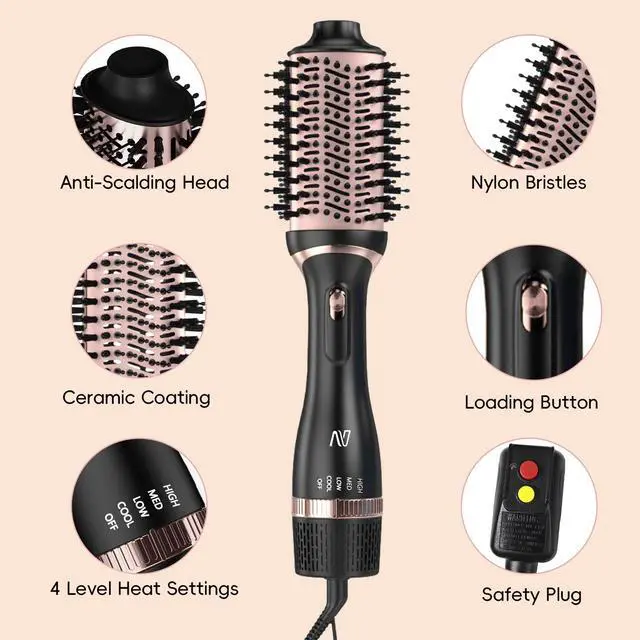 Alt view image 3 of 7 - Ionic Hair Dryer Brush Set, Multi-Styler Blow Dryer Brush, Rose Gold